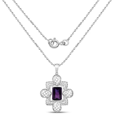 7.80 Carat Genuine Amethyst .925 Sterling Silver Pendant - 0