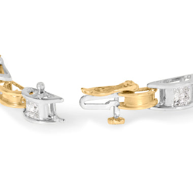 14K Two-Tone Gold 1.00 Cttw Princess-Cut Diamond Chain Link 7" Bracelet (H-I Color, SI1-SI2 Clarity) - 0