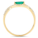 0.32 Carat Genuine Zambian Emerald and White Diamond 14K Yellow Gold Ring-2