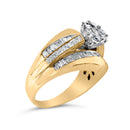 14K Yellow Gold 2-1/3 Cttw Diamond Cluster Channel Set Chevron Shaped Engagement Ring (H-I Color, SI1-SI2 Clarity) - Ring Size 7-3