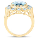 14K Yellow Gold Plated 6.59 Carat Genuine Blue Topaz .925 Sterling Silver Ring-2