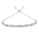 .925 Sterling Silver 1/4 Cttw Diamond 4â€-10â€ Adjustable Bolo Alternating Square and Rectangle Bolo Bracelet (I-J Color, I3 Clarity)-1