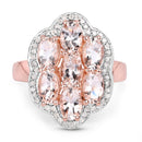 3.06 Carat Genuine Morganite and White Diamond .925 Sterling Silver Ring-3