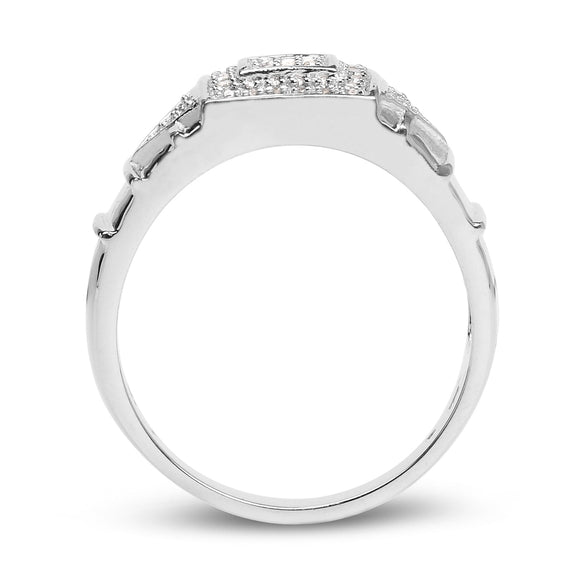 14K White Gold Plated 0.21 Carat Genuine White Diamond .925 Sterling Silver Ring