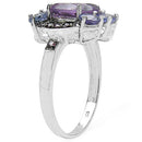 4.04 Carat Genuine Amethyst & Tanzanite .925 Sterling Silver Ring-3