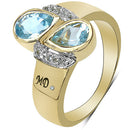 14K Yellow Gold Plated 1.86 Carat Genuine Blue Topaz, White Topaz & White Diamond .925 Sterling Silver Ring-2