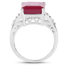 7.26 Carat Glass Filled Ruby and White Topaz .925 Sterling Silver Ring-2