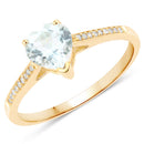 0.65 Carat Genuine Aquamarine and White Diamond 14K Yellow Gold Ring-1