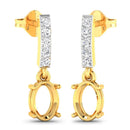 0.14 Carat Genuine White Diamond 14K Yellow Gold Semi Mount Earrings - holds 7x5mm Oval Gemstones-3
