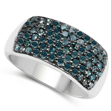 1.17 Carat Genuine Blue Diamond .925 Sterling Silver Ring - 0