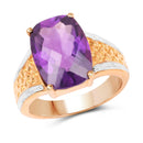 14K Rose Gold Plated 7.57 Carat Genuine Amethyst .925 Sterling Silver Ring-1