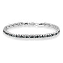 Black Rhodium over .925 Sterling Silver 1.0 Cttw Rose Cut Diamond Double-Link 7" Tennis Bracelet (Blue Color, I1-I2 Clarity)-1