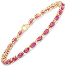 14K Yellow Gold Plated 7.00 Carat Glass Filled Ruby .925 Sterling Silver Bracelet-1
