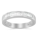 .925 Sterling Silver 1/3 Cttw Baguette Cut Diamond Channel Set Stackable Wedding Ring (H-I Color, I1-I2 Clarity) - Size 6-3/4-2