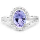 1.82 Carat Genuine Tanzanite and White Zircon .925 Sterling Silver Ring-4