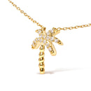 10K Yellow Gold 1/10 Cttw Round Diamond Palm Tree 18" Inch Pendant Necklace (H-I Color, I1-I2 Clarity)-3