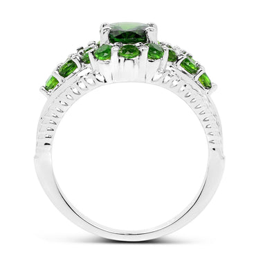2.28 Carat Genuine Chrome Diopside .925 Sterling Silver Ring - 0