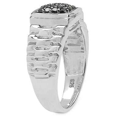 0.22 Carat Genuine Black Diamond .925 Sterling Silver Ring - 0