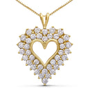 14K Yellow Gold Plated .925 Sterling Silver 4.0 Cttw Diamond Shadow Frame Heart 18" Pendant Necklace (J-K Color, I1-I2 Clarity)-1