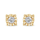 10K Yellow Gold Plated .925 Sterling Silver 1/10 Cttw Round Brilliant-Cut Diamond Miracle-Set Stud Earrings (J-K Color, I3 Clarity)-2