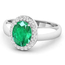 1.87 Carat Genuine Zambian Emerald and White Diamond 14K White Gold Ring-4