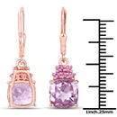 4.90 Carat Genuine Pink Amethyst and Rhodolite .925 Sterling Silver Earrings-2