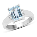 2.64 Carat Genuine Blue Topaz and White Topaz .925 Sterling Silver Ring-1