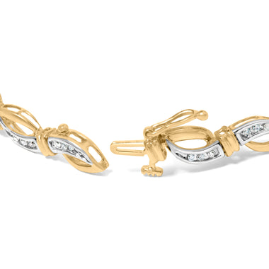 10K Yellow and White Gold 1/2 Cttw Channel Set Diamond Infinity Link 7" Tennis Bracelet (H-I Color, I1-I2 Clarity) - 0