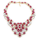 160.14 Carat Glass Filled Ruby and White Diamond .925 Sterling Silver Necklace-2