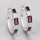 2.78 Carat Genuine Garnet and White Topaz .925 Sterling Silver Earrings-2