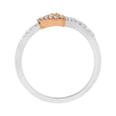 10K Rose Gold over .925 Sterling Silver 1/5 Cttw Diamond Two Tone Open Heart Promise or Fashion Ring (I-J Color, I2-I3 Clarity) - Size 6-4