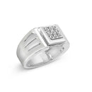 .925 Sterling Silver Diamond Accent Miracle-Set 9 Stone Ridged Band Gentlemen's Fashion Ring (I-J Color, I3 Clarity) - Size 10-3