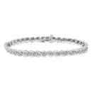 .925 Sterling Silver 1.0 cttw Miracle Set Diamond Spiraling Bezel Link Bracelet(I-J Color, I3 Clarity) -7.25"-1