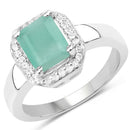 1.73 Carat Genuine Emerald & White Topaz .925 Sterling Silver Ring-1