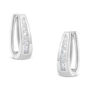 14k White Gold 1/4 Cttw Channel-Set Brilliant Round-Cut Diamond Hoop Earrings (I-J Color, I2-I3 Clarity)-1