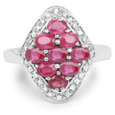 2.12 Carat Genuine Glass Filled Ruby & White Zircon .925 Sterling Silver Ring-3