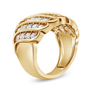 14K Yellow Gold Plated .925 Sterling Silver 2.00 Cttw Diamond Multi Row Band Ring (J-K Color, I1-I2 Clarity) - Ring Size 7-3