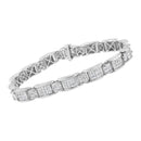 14K White Gold 5.0 Cttw Princess-Cut Diamond Rectangular Alternating Station 7" Tennis Bracelet (G-H Color, SI1-SI2 Clarity)-3