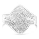 10K White Gold Diamond Bypass Cluster Ring (1 Cttw, I-J Color, I2-I3 Clarity) - Size 7-3