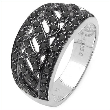 0.54 Carat Genuine Black Diamond .925 Sterling Silver Ring - 0