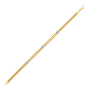 14k Two-Tone Gold Dual Wheat Chain Bracelet with Diamond Stations (.02 cttw)-1