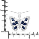 1.67 Carat Genuine Blue Sapphire and White Zircon .925 Sterling Silver Pendant-3