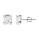 10K White Gold 3/4 Cttw Invisible Set Princess-Cut Diamond Composite Square Stud Earrings (H-I Color, SI2-I1 Clarity)-2