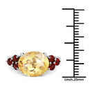 5.52 Carat Genuine Citrine and Garnet .925 Sterling Silver Ring-3