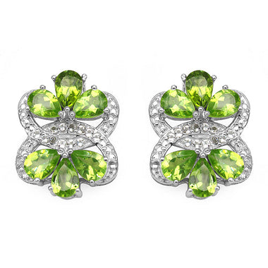 8.77 Carat Genuine Peridot & White Topaz .925 Sterling Silver Earrings