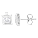 10K White Gold 1/2 Cttw Invisible Set Princess-Cut Diamond Stud Earrings (H-I Color, SI2-I1 Clarity)-2