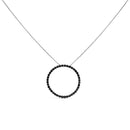 .925 Sterling Silver 4.0 Cttw Black Diamond Open Hoop Circle 18" Pendant Necklace (Black Color, I2-I3 Clarity)-1