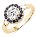 1.32 Carat Genuine Blue Sapphire and Lab Grown Diamond 14K Yellow Gold Ring-1