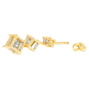 14K Yellow Gold 1 cttw Princess Cut Diamond Earrings (H-I, SI1-SI2)-4
