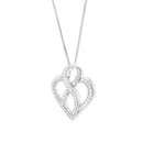 14K White Gold 1/4 cttw Round Cut Diamond Heart and Ribbon Center Pendant Necklace (H-I, I1-I2)-3